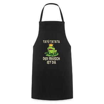 Faschings Kostüm TATÜ TATATA DER FROSCH IST DA - Kochschürze - Schwarz - Vorne - AI Model Male 185 dark (185cm)