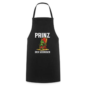 Faschings Frosch PRINZ DER SEEROSEN Lustiges - Kochschürze - Schwarz - Vorne - AI Model Male 185 dark (185cm)