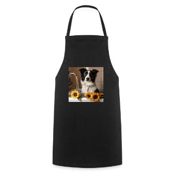 Border Collie - Kochschürze - Schwarz - Vorne - AI Model Male 185 dark (185cm)