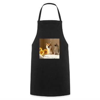 Shiba Inu - Kochschürze - Schwarz - Vorne - AI Model Male 185 dark (185cm)
