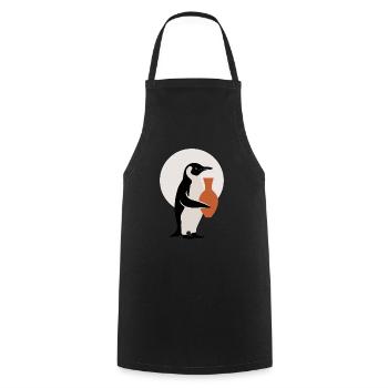 Penguin with Ceramic Vase Artistic Pottery - Cooking Apron - black - Front - AI Model Male 185 dark (185cm)