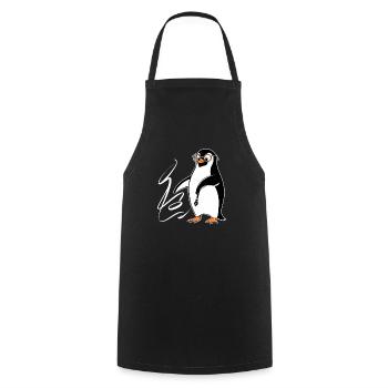 Oeuvre de calligraphie pingouin avec des lunettes - Tablier de cuisine - noir - Devant - AI Model Male 185 dark (185cm)