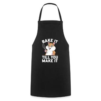 Bake it until you make it Baker Hamster Fun - Cooking Apron - black - Front - AI Model Male 185 dark (185cm)