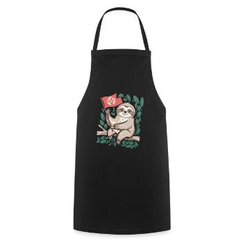 Eco-friendly sloth with environmental flag - Cooking Apron - black - Front - AI Model Male 185 dark (185cm)