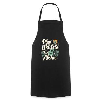 Ukulele Player Hawaiian Music Tropical - Cooking Apron - black - Front - AI Model Male 185 dark (185cm)