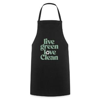 Live Green Love Clean Vegan Vegetarisch - Kochschürze - Schwarz - Vorne - AI Model Male 185 dark (185cm)