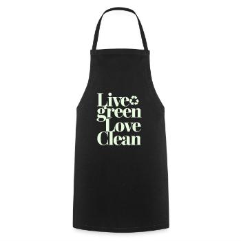 Lebe Grün Liebe Sauber Vegan Vegetarisch - Kochschürze - Schwarz - Vorne - AI Model Male 185 dark (185cm)