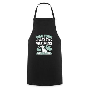Doga Dog Yoga Haustier Wellness Achtsames Dehnen - Kochschürze - Schwarz - Vorne - AI Model Male 185 dark (185cm)