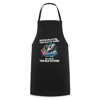 Pêche du 60e anniversaire – Jamais trop vieux pour pêcher - Tablier de cuisine - noir - Devant - AI Model Male 185 dark (185cm)