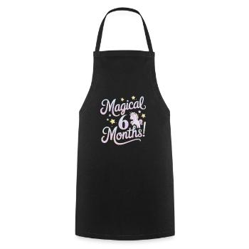 Magic 6 Months Half-Year Birthday - Cooking Apron - black - Front - AI Model Male 185 dark (185cm)