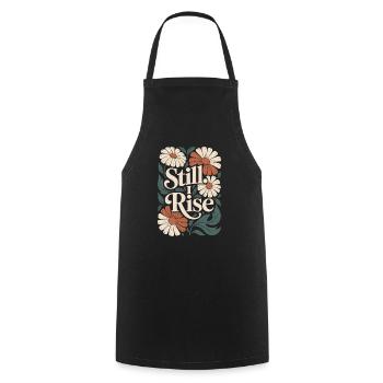 Boho fleur Vintage Citation : Still I Rise - Tablier de cuisine - noir - Devant - AI Model Male 185 dark (185cm)