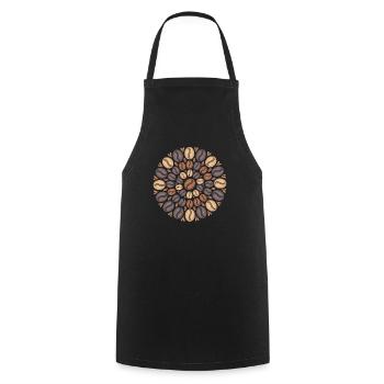 Café Boho Mandala Motif de grain de café - Tablier de cuisine - noir - Devant - AI Model Male 185 dark (185cm)
