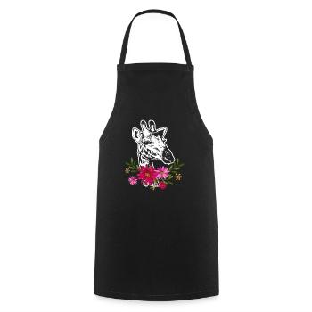 Giraffe With Flowers - Cooking Apron - black - Front - AI Model Male 185 dark (185cm)