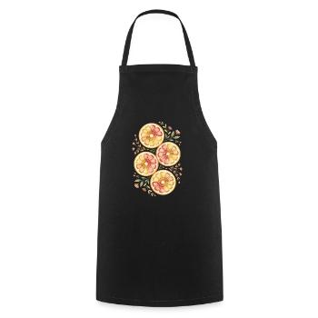 Citrus fruits with floral pattern - Cooking Apron - black - Front - AI Model Male 185 dark (185cm)