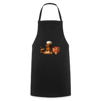 Dachshund Baking Cake Cookies - Cooking Apron - black - Front - AI Model Male 185 dark (185cm)
