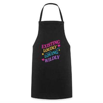 Queer Pride Queer Joy Lgbtq+ Affirmation Trans - Cooking Apron - black - Front - AI Model Male 185 dark (185cm)