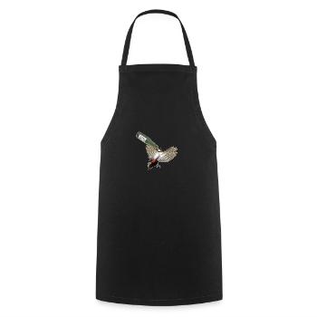 Specht trinkt Bier Disko Festival Party - Kochschürze - Schwarz - Vorne - AI Model Male 185 dark (185cm)