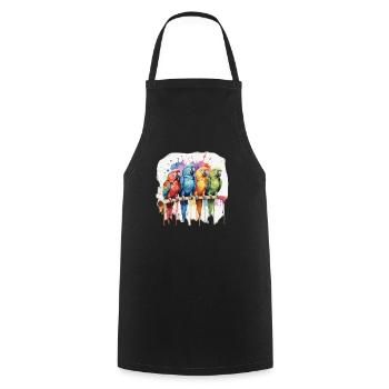Perroquet sur bâtons Cool Coloré - Tablier de cuisine - noir - Devant - AI Model Male 185 dark (185cm)