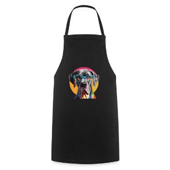 Deutsche Dogge Dogge Hund Bunte Brille - Kochschürze - Schwarz - Vorne - AI Model Male 185 dark (185cm)