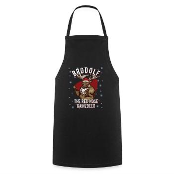 Brodolf Gainzdeer Christmas Bodybuilding Fitness - Cooking Apron - black - Front - AI Model Male 185 dark (185cm)