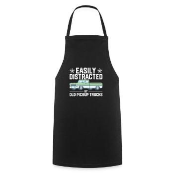 Easily distractable by old pickup trucks vintage cars - Cooking Apron - black - Front - AI Model Male 185 dark (185cm)