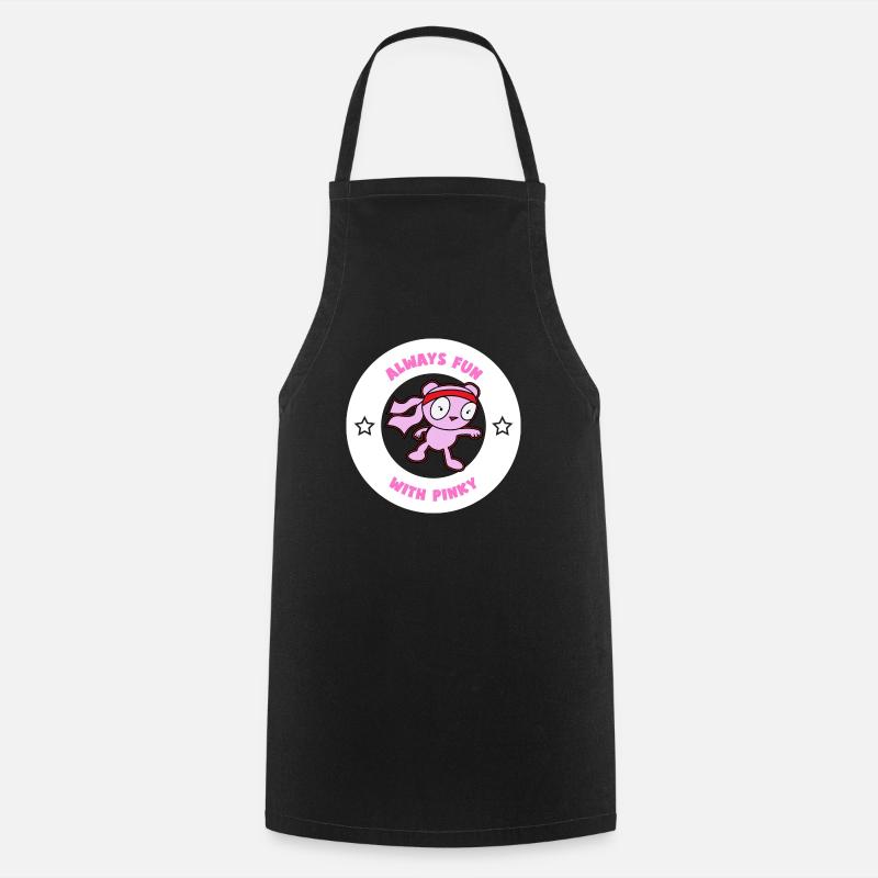 Always fun with Pinky white design. - Cooking Apron - black