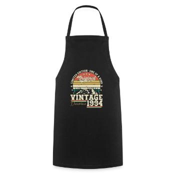 Original December 1994 28th birthday gift - Cooking Apron - black - Front - AI Model Male 185 dark (185cm)