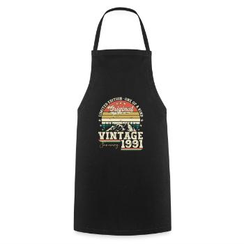 Né 1991 Janvier 32ème anniversaire Homme cadeau - Tablier de cuisine - noir - Devant - AI Model Male 185 dark (185cm)