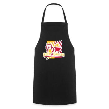 Bier & Grillen 02 - Kochschürze - Schwarz - Vorne - AI Model Male 185 dark (185cm)