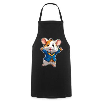 Hamster mignon et heureux - Tablier de cuisine - noir - Devant - AI Model Male 185 dark (185cm)