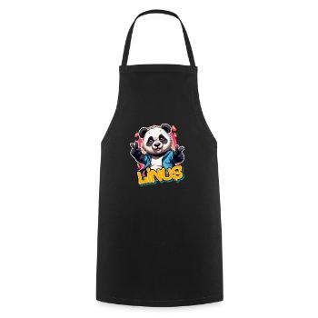 LINUS - Schöner Jungen Name mit Coolem Panda - Kochschürze - Schwarz - Vorne - AI Model Male 185 dark (185cm)