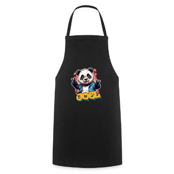 JOEL - Schöner Jungen Name mit coolem Panda - Kochschürze - Schwarz - Vorne - AI Model Male 185 dark (185cm)