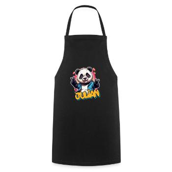 JULIAN - Handsome Boy Name with Cool Panda - Cooking Apron - black - Front - AI Model Male 185 dark (185cm)
