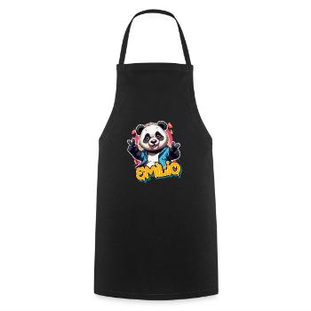 EMILIO - Beau nom de garçon avec Cool Panda - Tablier de cuisine - noir - Devant - AI Model Male 185 dark (185cm)