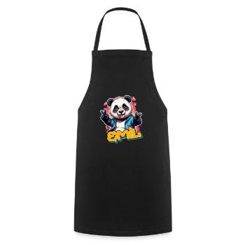 EMIL - Handsome Boy Name with Cool Panda - Cooking Apron - black - Front - AI Model Male 185 dark (185cm)