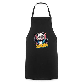 DAVIN - Schöner Jungen Name mit coolem Panda - Kochschürze - Schwarz - Vorne - AI Model Male 185 dark (185cm)