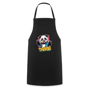 THEES - Handsome Boy Name with Cool Panda - Cooking Apron - black - Front - AI Model Male 185 dark (185cm)