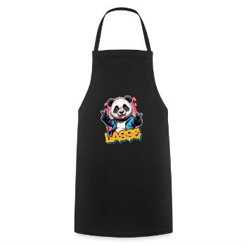 LASSE - Handsome boy name with cool panda - Cooking Apron - black - Front - AI Model Male 185 dark (185cm)