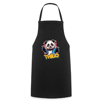 THILO - Beau nom de garçon avec Cool Panda - Tablier de cuisine - noir - Devant - AI Model Male 185 dark (185cm)
