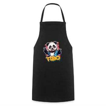 TIBO - Schöner Jungen Name mit coolem Panda - Kochschürze - Schwarz - Vorne - AI Model Male 185 dark (185cm)