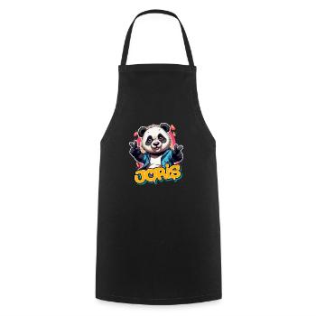 JORIS - Beau prénom de garçon avec un panda cool - Tablier de cuisine - noir - Devant - AI Model Male 185 dark (185cm)