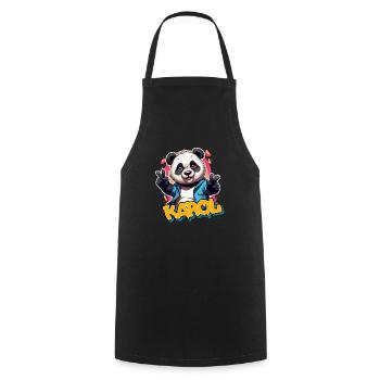 KAROL - Schöner Jungen Name mit coolem Panda - Kochschürze - Schwarz - Vorne - AI Model Male 185 dark (185cm)