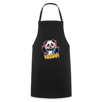 KILLIAN - Schöner Jungen Name mit coolem Panda - Kochschürze - Schwarz - Vorne - AI Model Male 185 dark (185cm)