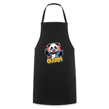 EUGEN - Beau prénom de garçon avec un panda cool - Tablier de cuisine - noir - Devant - AI Model Male 185 dark (185cm)