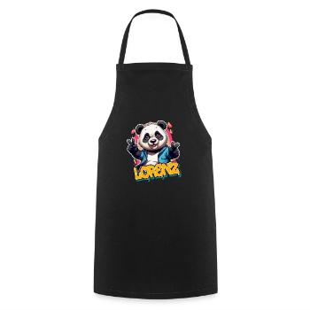 LORENZ - Handsome boy name with cool panda - Cooking Apron - black - Front - AI Model Male 185 dark (185cm)