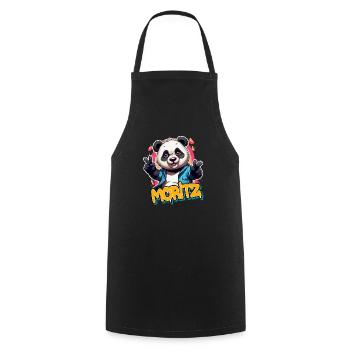 MORITZ - Beau nom de garçon avec Cool Panda - Tablier de cuisine - noir - Devant - AI Model Male 185 dark (185cm)
