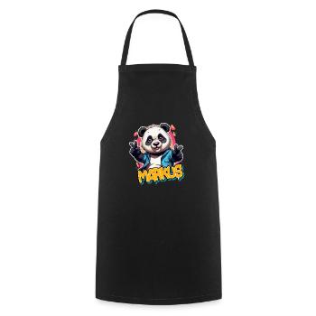 MARKUS - Schöner Jungen Name mit coolem Panda - Kochschürze - Schwarz - Vorne - AI Model Male 185 dark (185cm)