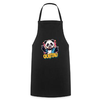 GUSTAV - Beau prénom de garçon avec panda cool - Tablier de cuisine - noir - Devant - AI Model Male 185 dark (185cm)