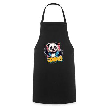 JAKE - Handsome Boy Name With Cool Panda - Cooking Apron - black - Front - AI Model Male 185 dark (185cm)