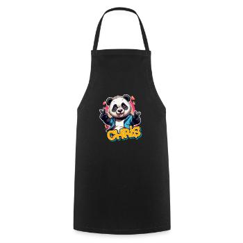 CHRIS - Schöner Jungen Name mit coolem Panda - Kochschürze - Schwarz - Vorne - AI Model Male 185 dark (185cm)